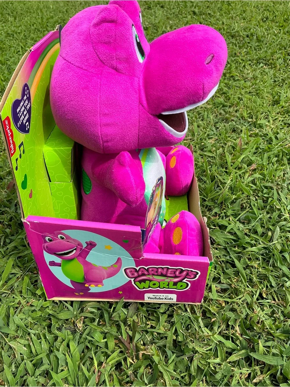 Fisher-Price Barney's World Heart Glow Plush - Bright Pink & White
